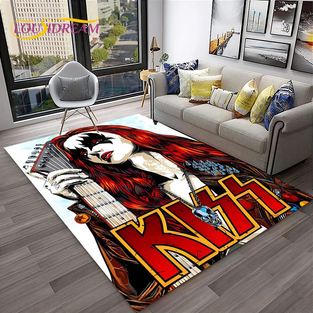 

Retro KISS Rock Band Carpet Rug for Home Living Room Bedroom Playroom Sofa Kitchen Doormat Decor,Kid Area Rug Non-slip Floor Mat