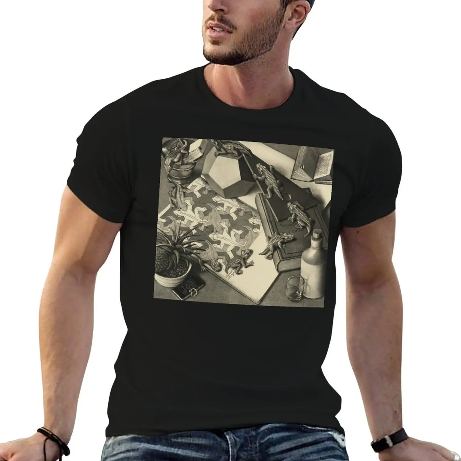 

Escher - Reptiles T-Shirt Man t-shirt oversized graphic tee essential t shirt summer tops vintage t shirt men