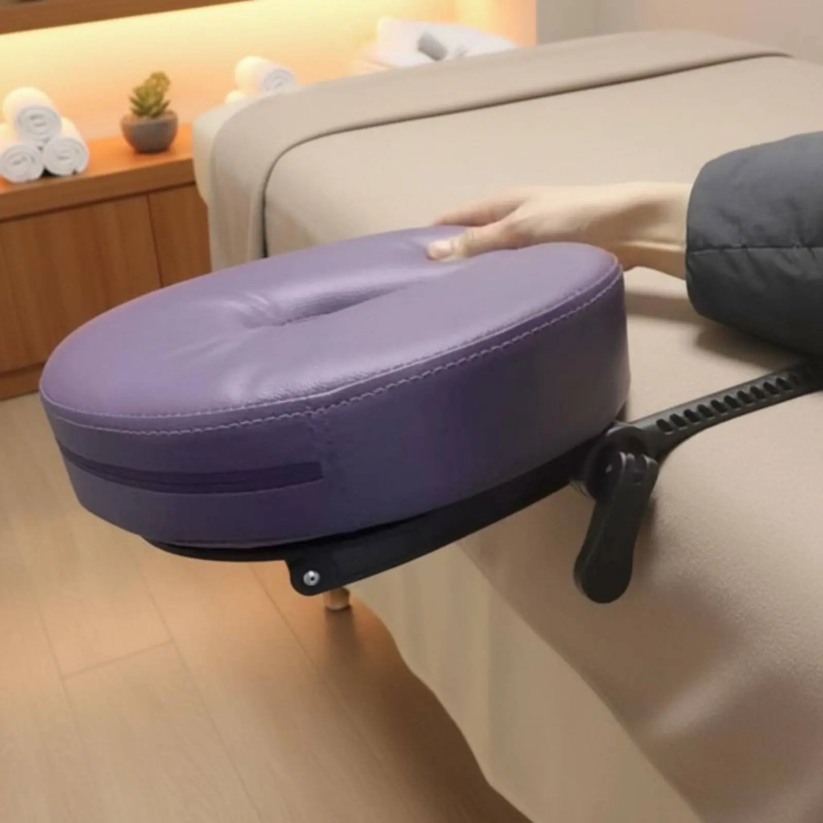 massage-bed-headrest-foldable-folding-massage-bed-bracket-adjustable-headrest-support-black-u-shaped-metal-support-frame