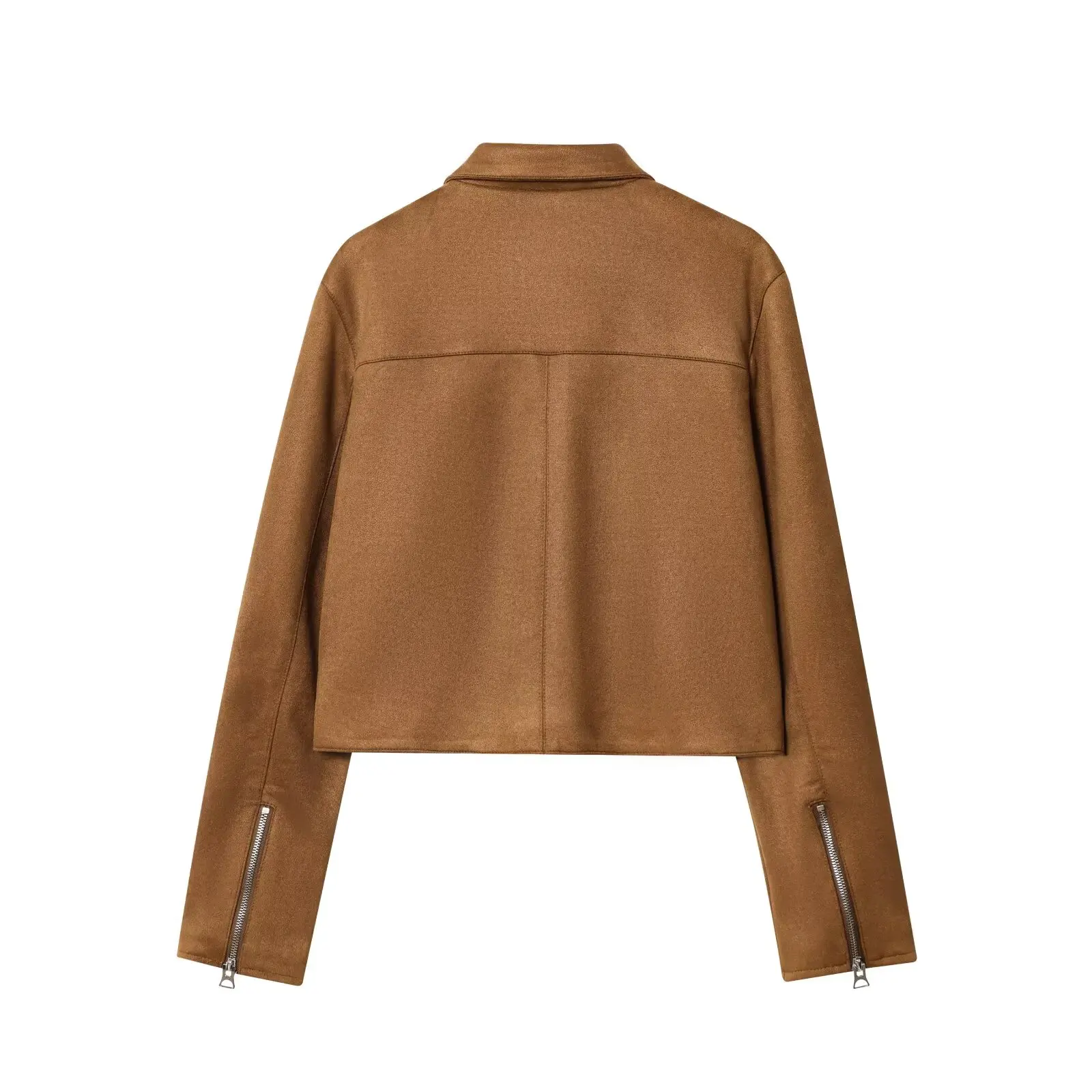 Faionable Leather Jaet Dames Ort Bovenkleding Veelzijdig Sle Warm Polyester Stof Lange Sve Ritssluiting Geen Hoed