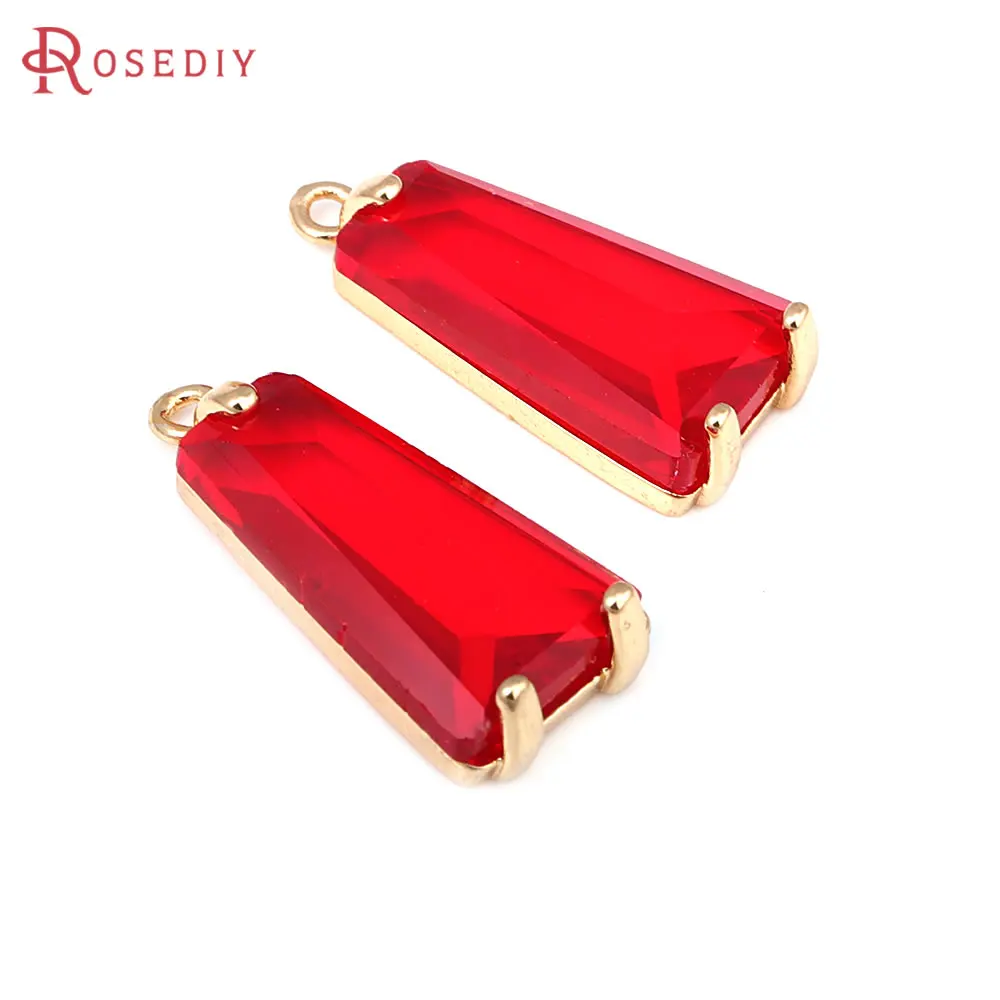 4PCS 18K Gold Color Brass and Glass Ladder Shape Charms Pendants Diy Jewelry Making Necklace Earrings Accessories for Women