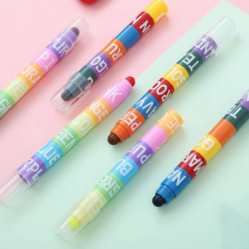 Round Tip Marker Pen Highlighter Markers for Art Projects Colorful Marker Pen Washable Crayon Set for Kids' Art Supplies for Diy