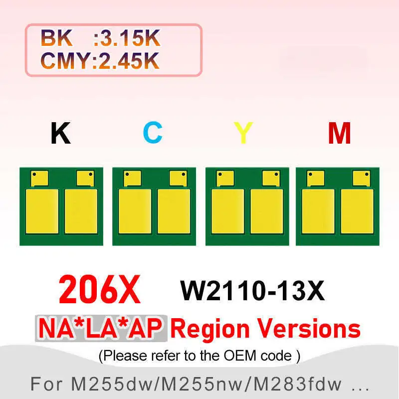 （206X，W2110X，W2111X，W2112X，W2113X) Toner Chip for HP M255dw,M255nw,M282,M283fdn