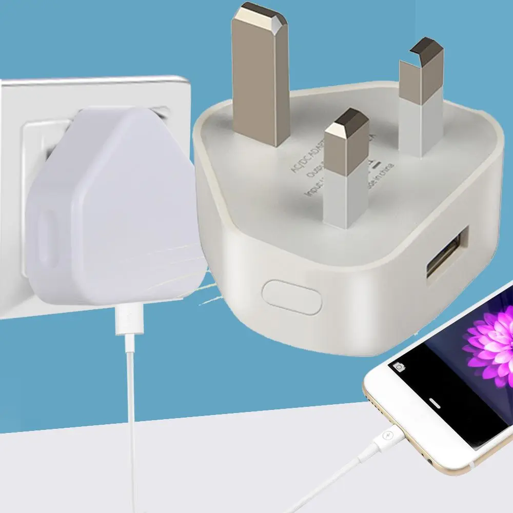 Home 5V 1A 3 Pin USB Charger UK Plug Power Adapter Wall Charger