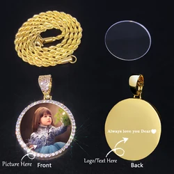 Custom Photo Pendant Memory Medallions Solid Picture Necklacet Hip Hop Jewelry Personalized Iced Cubic Zircon Tennis Chains Gift