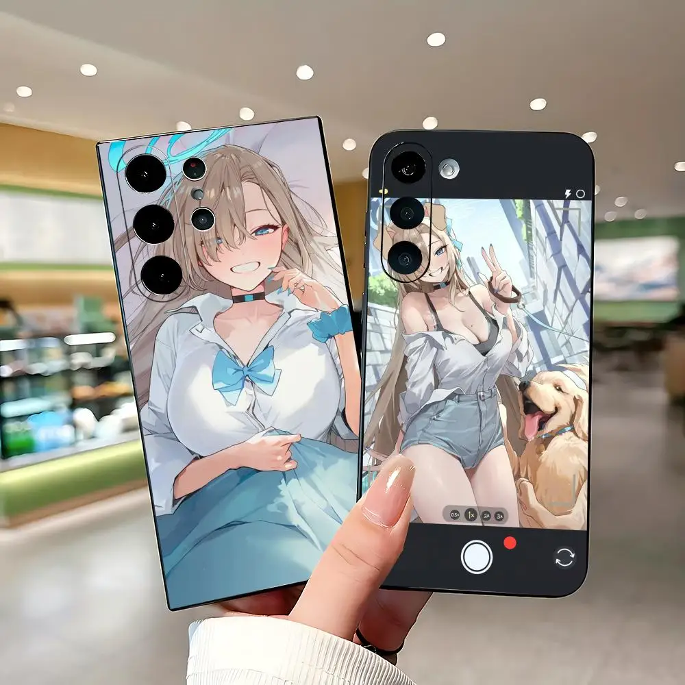 Hot Blue Archive Gril Asuna Phone Case For Samsung Galaxy S26 S25 S24 S23 S22 S21 Plus Ultra Fold A Soft Black view 3