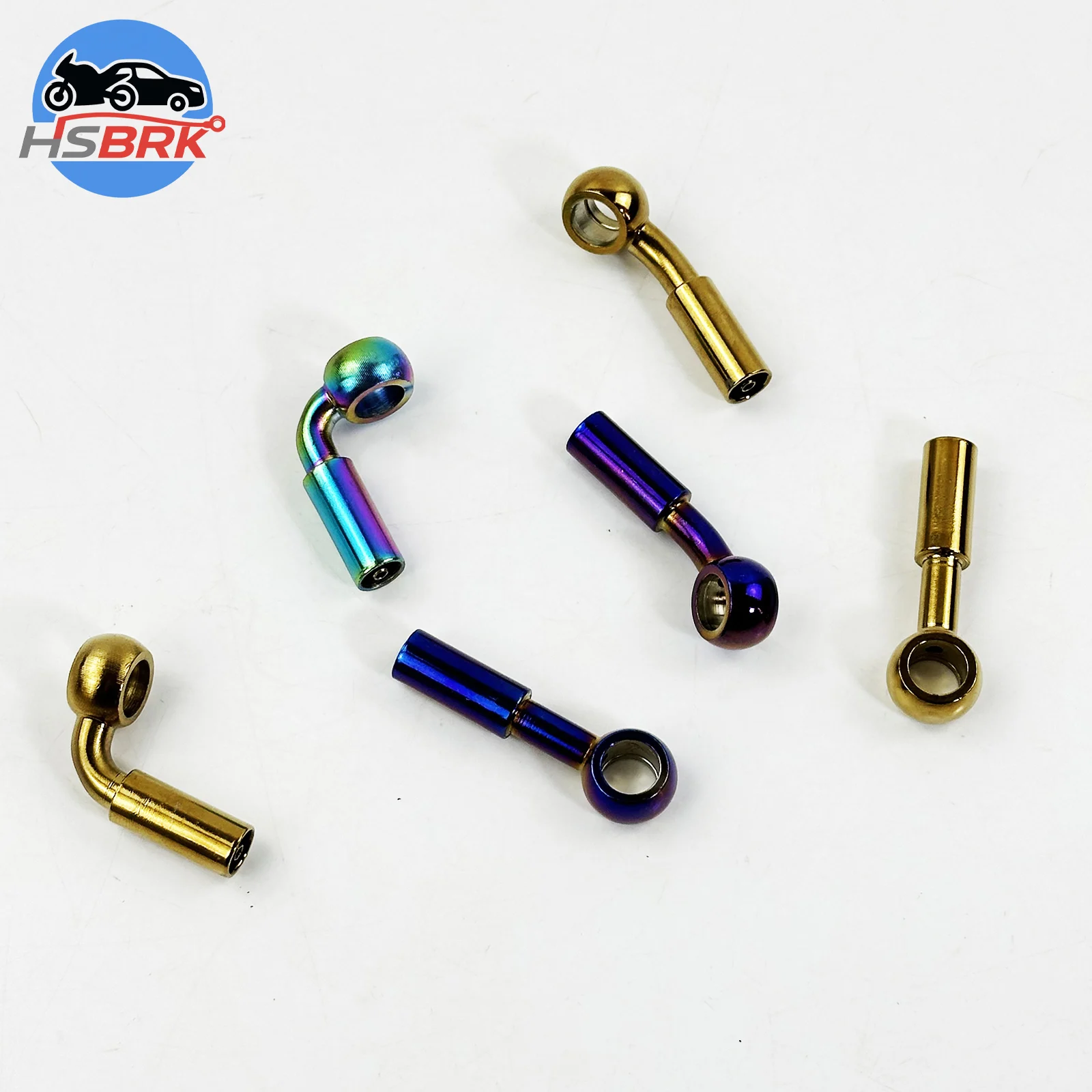 Titanium blue/titanium gold 0 degrees/28 degrees/90 degrees M10 Banjo disc brake fish eye joint motorcycle brake oil pipe joint