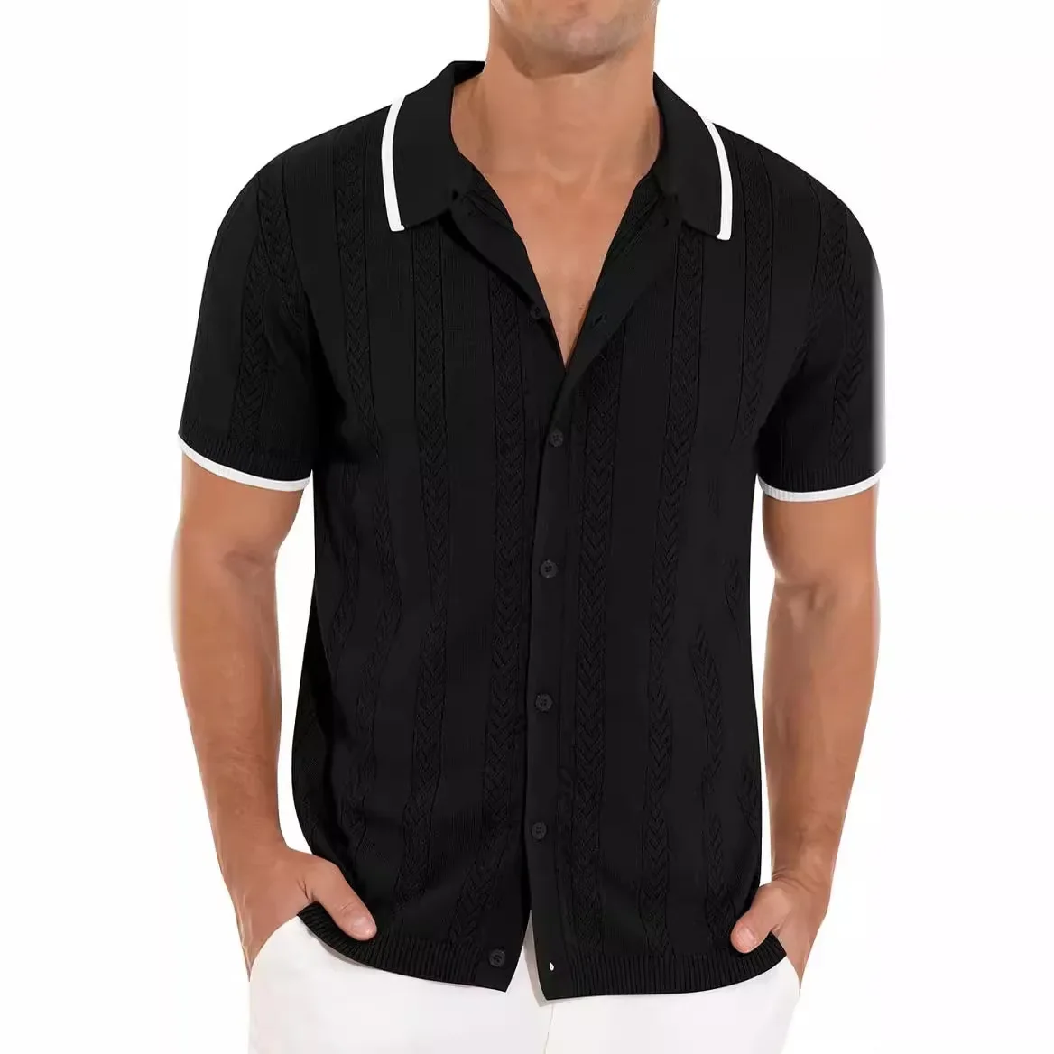 Zomer Cool Heren Shirt Met Korte Mouwen Mode Casual Top Patchwork Kleur Ademend Vest Voor Mannen