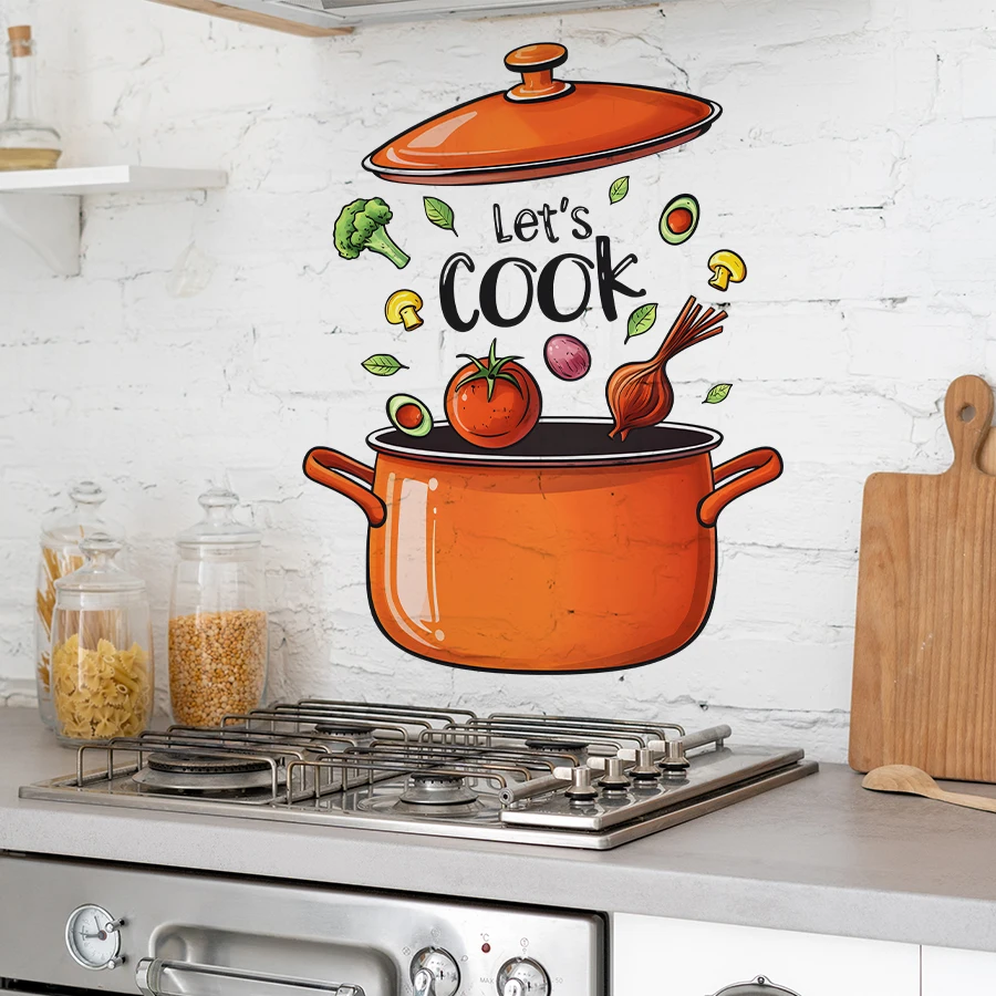 ملصقات حائط للمطبخ الكرتونية فن الطبخ لديكور المنزل، ملصقات حائط من الفينيل ذاتية اللصق قابلة للإزالة #4