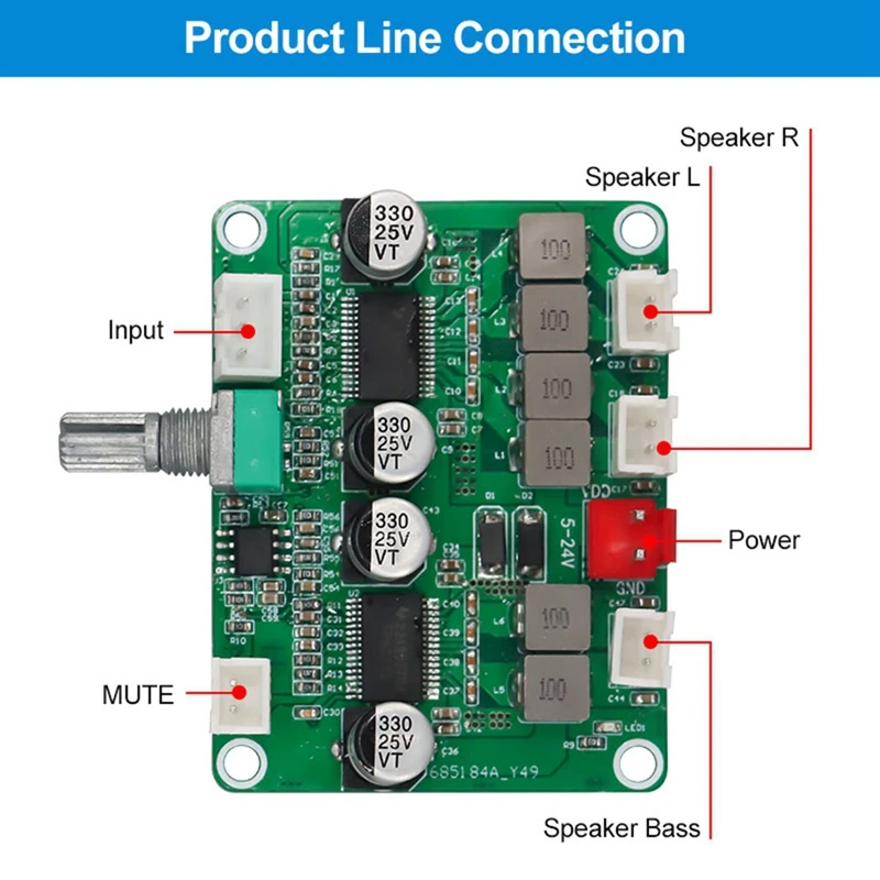 TPA3118 Digital Audio Amplifier Board 2.1 Channel Amplifier Module 2X30W&60W Audio Power Amp Board 12V-24V