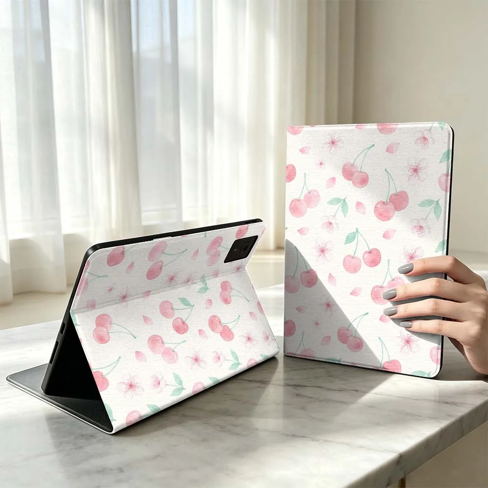 Чехол для планшетов Xiaomi Poco Redmi Pad 8, 2, 4, C1, 6, 6S, 7, 7S, SE 9.7, 14, 11, 11.2, 12.1, 12.5 дюймов с дизайном «Розовая вишня» и отсеком для стилуса