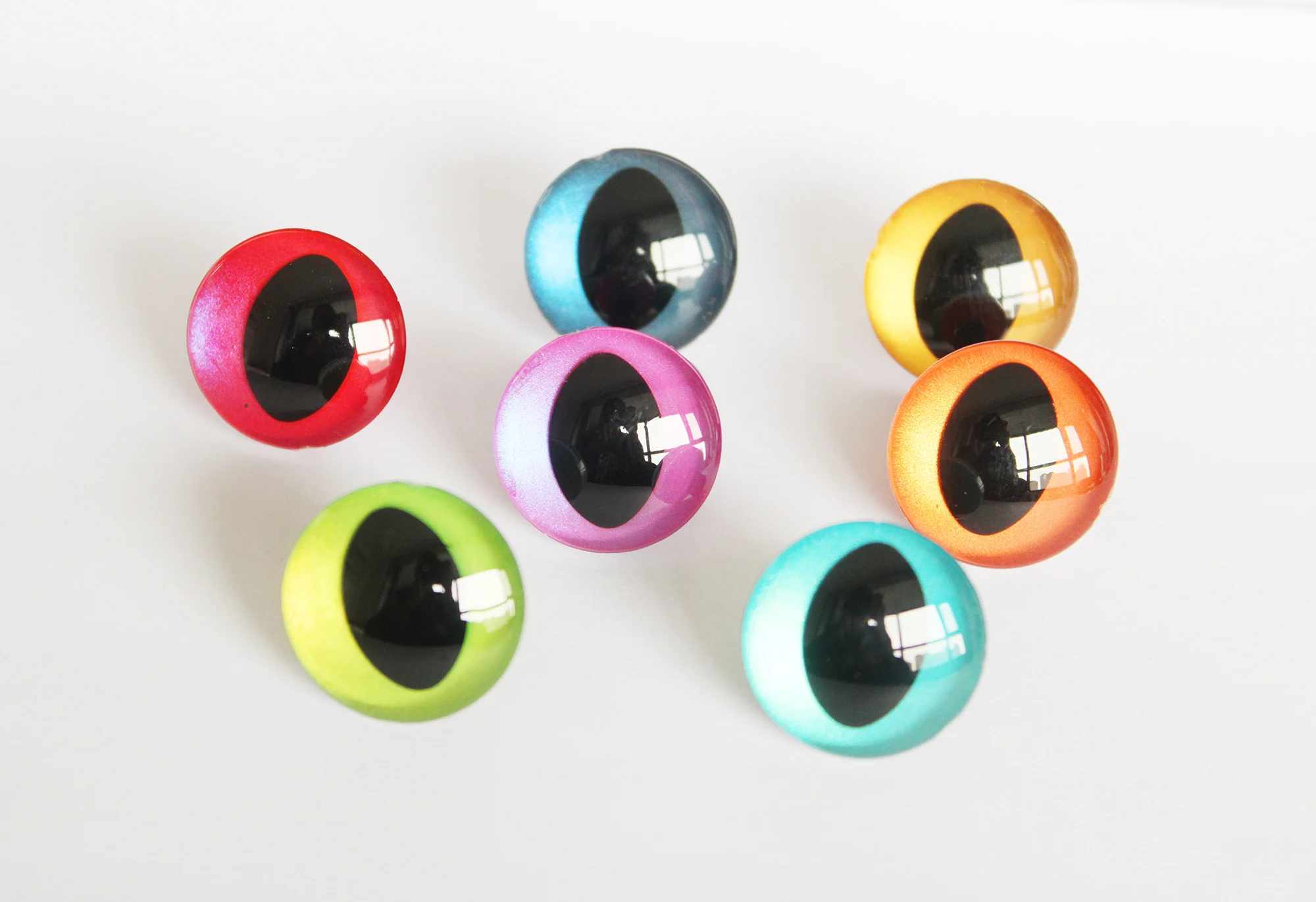 20 pz/lotto new handpaint da 10mm a 30mm occhi di gatto 3D colorati con rondella dura per risultati di maglieria fai da te