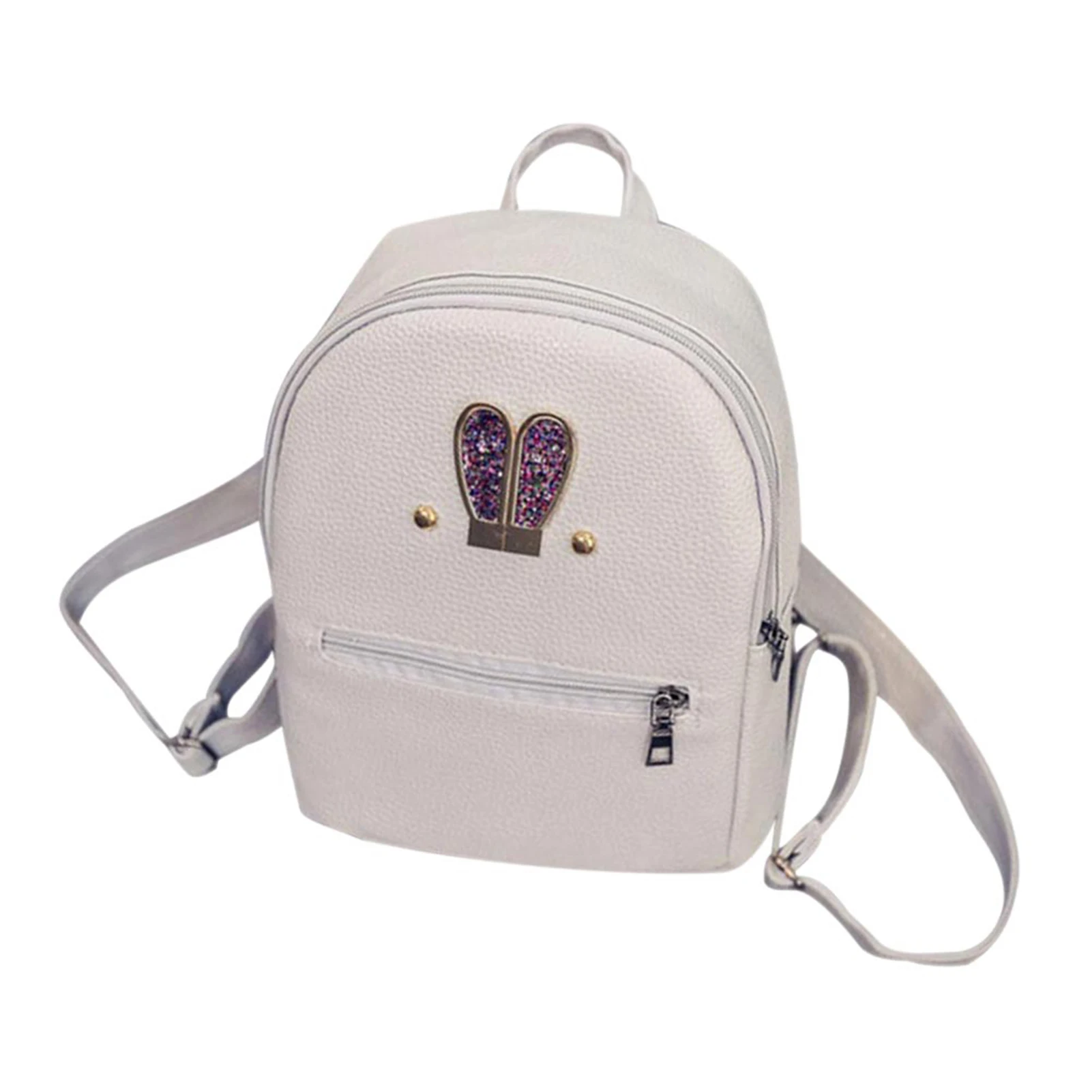 Lightweight Rabbit Ears Shoulder Backpack Clashing Color Handbags with Front Accessory Pocket for Outdoor College Workplace C66