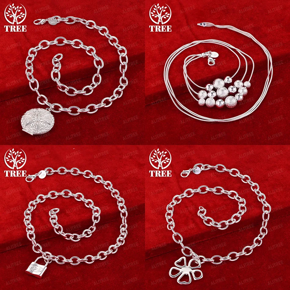 

Luxury 925 Sterling Silver Flower Bead Lock Hollow Round Pendant Necklace For Women Men Party Wedding High Jewelry Accessories