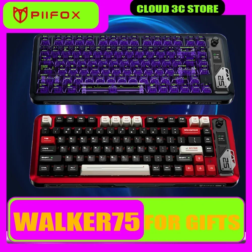 Piifox Walker75 Magnetic Switch Keyboard Aluminium Alloy Multifunctional Knob Screen Tri Mode Mechanical Keyboard Custom Pc Gift