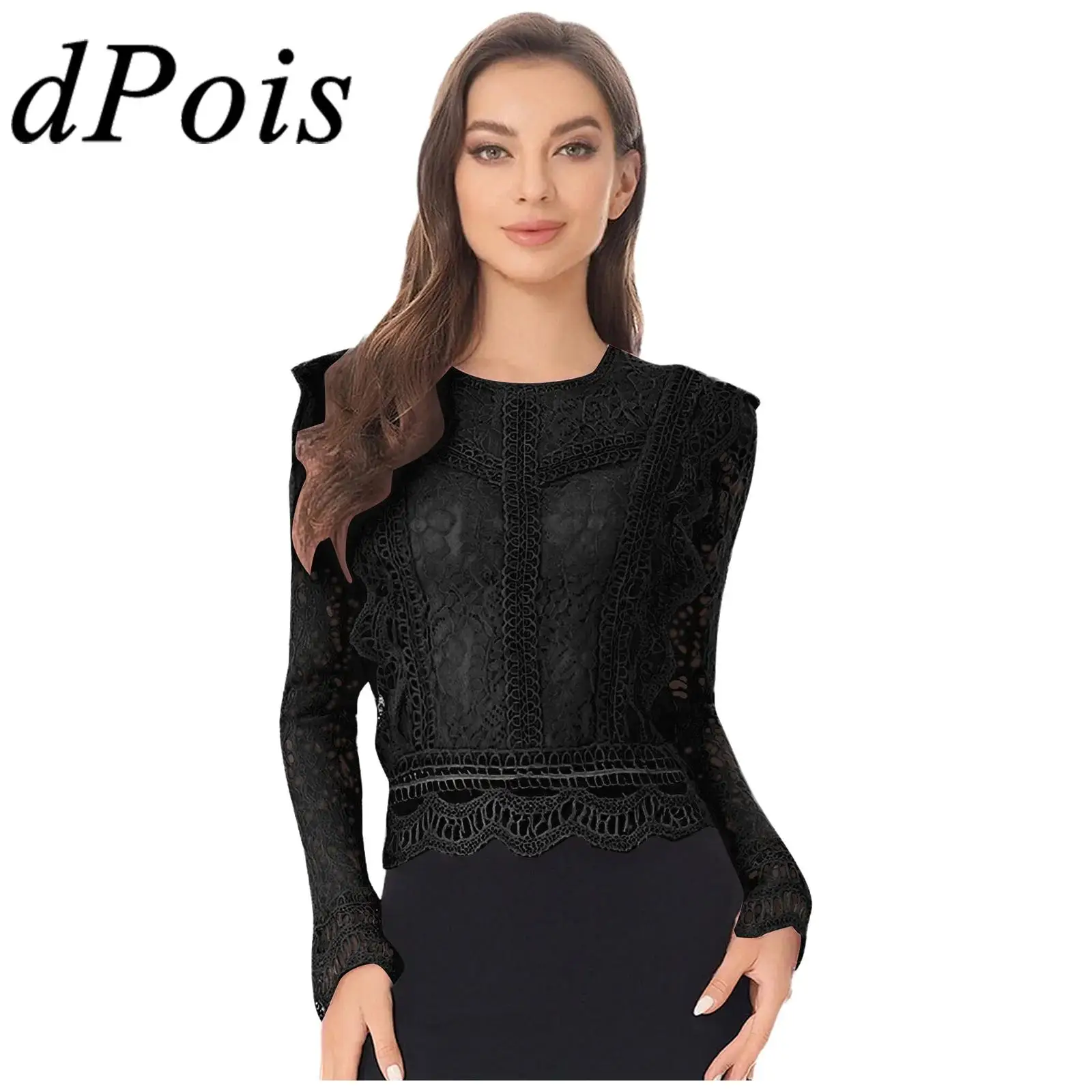 

Женские топы, однотонные нарядные блузки с круглым воротником, без рукавов, ажурные кружевные укороченные топы для свадебного торжества, вечерние повседневные рубашки