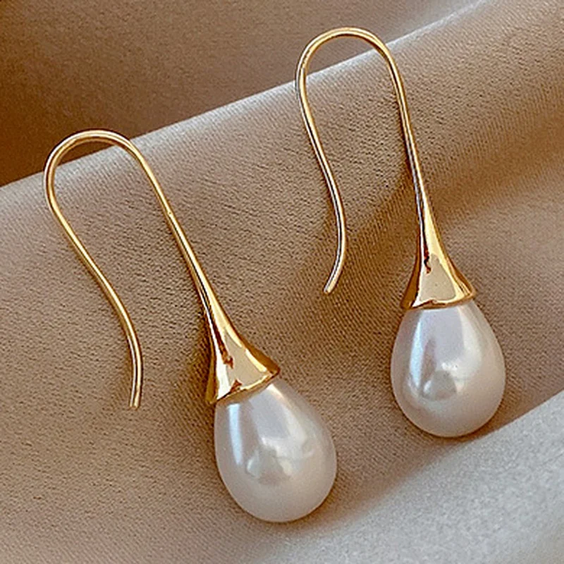 Vintage Fashion Water Drop Pearl Earrings for Women French Valentine's Day Anniversary Gift Wedding Party Jewelry Pendientes