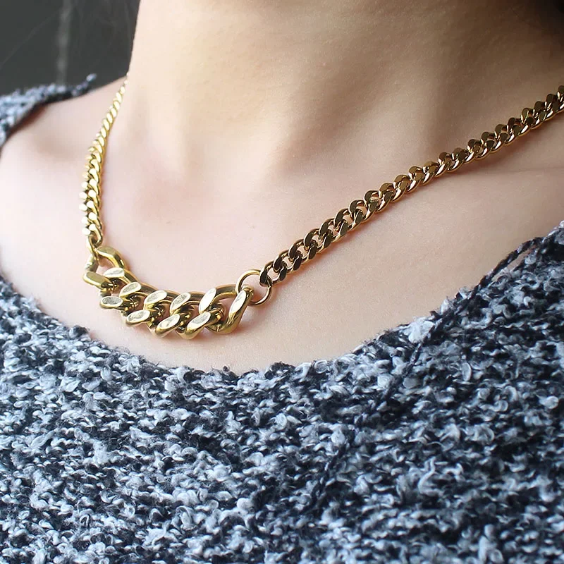 موضة كبح الكوبية سلسلة قلادة للرجال النساء الفضة الذهب الفولاذ المقاوم للصدأ ربط قلادة الهيب هوب مجوهرات Collares 2025 mujer #1