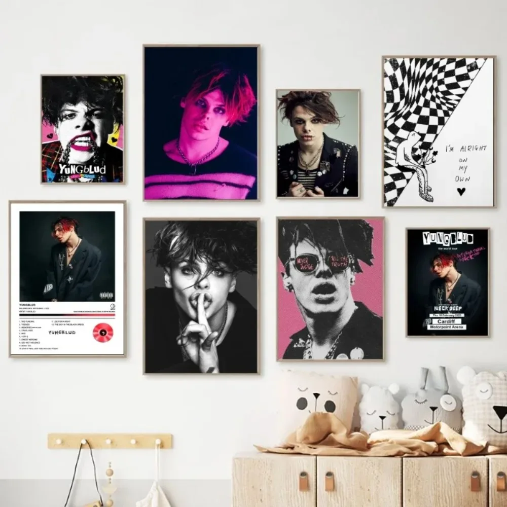 Yungblud Rock Music Singer Poster No Framed Poster Kraft Club Bar Paper Vintage Poster Wall Art Painting Bedroom Study Stickers