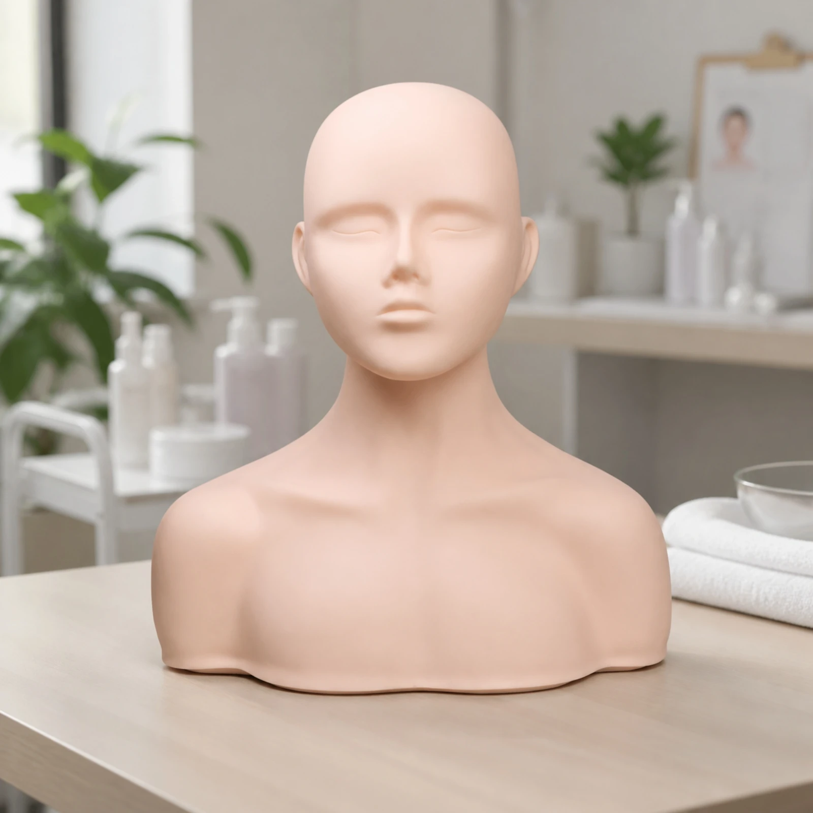 Cosmetology Training Head Model Odor-without Massage Practice Mannequin Head Facial Massage Practice Mannequin Soft Easy To