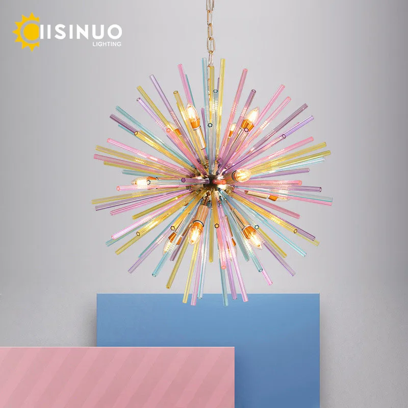 creative childrens room dandelion chandelier glass colorido pendurado iluminacao para quarto interior sala de jantar clothing store deco 01