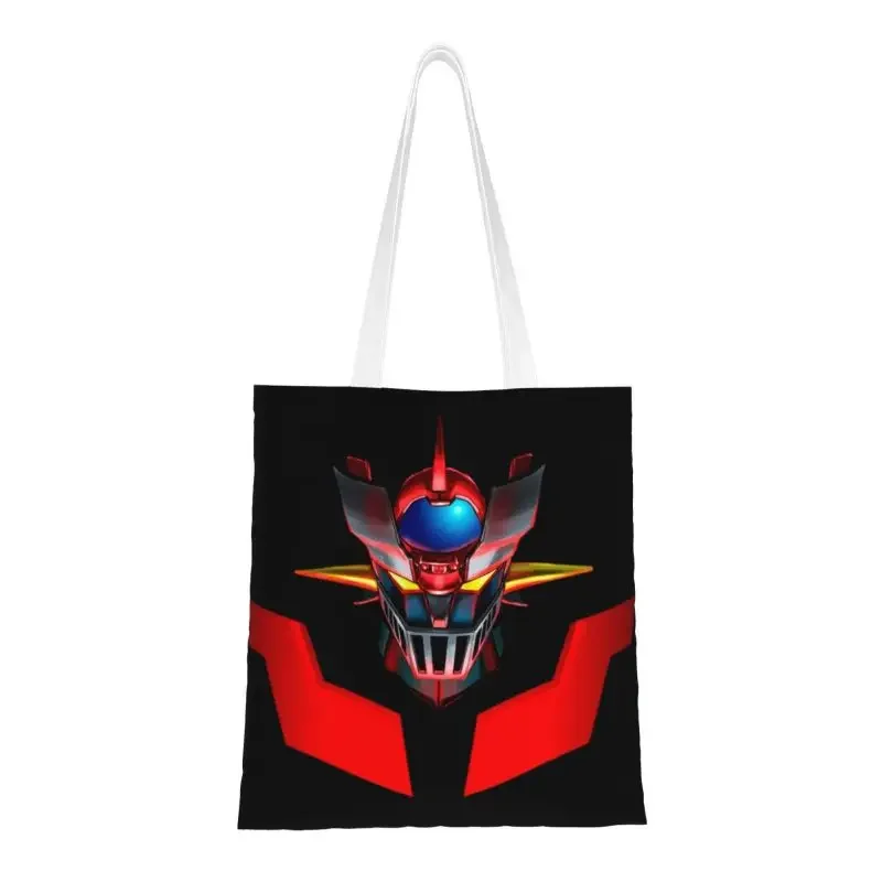 Funny Z Mad Robot Shopping Tote Bag Reusable Grendizer Anime Manga Groceries Canvas Shopper Shoulder Bag