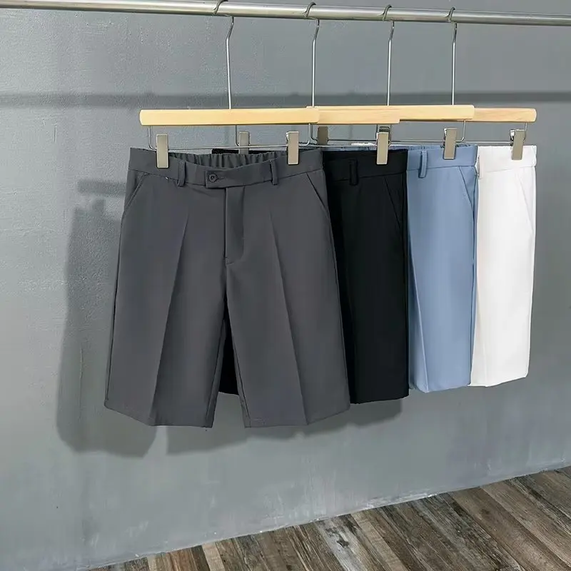 2025 شينو السراويل الرجال الجبهة مطوي السراويل برمودا عادية ملابس العمل السراويل الكورية سراويل أنيقة لفصل الصيف