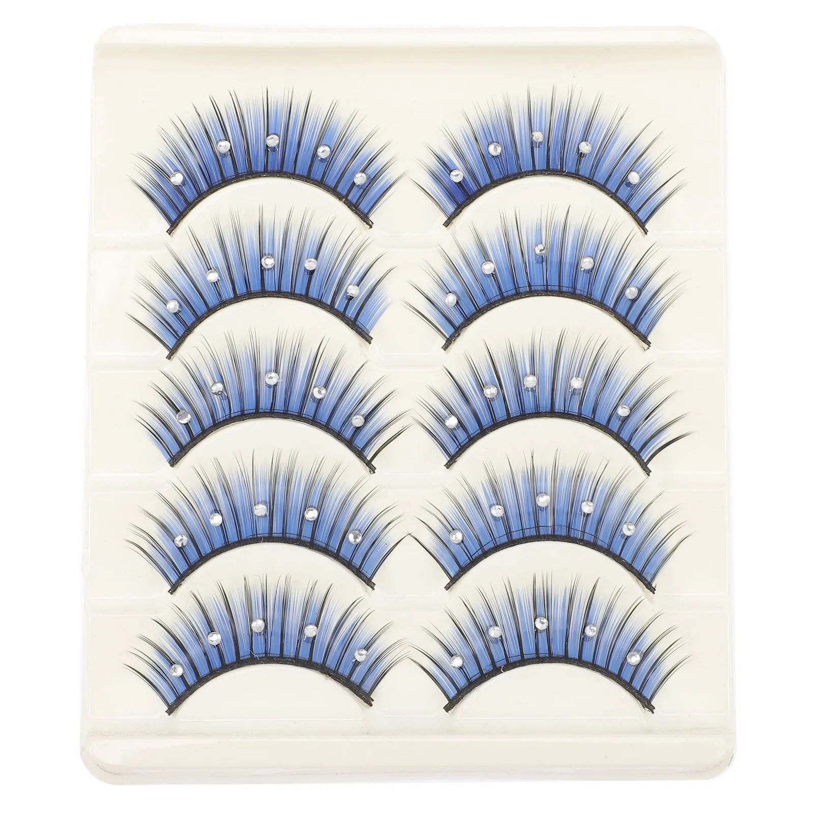 5Pairs Colored Eyelashes False Lashes Long Dramatic Rhinestone Lash Extensions Perfect for Cosplay Day Night Looks