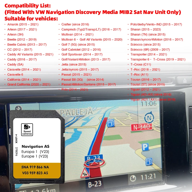 Carte SD Europe Royaume-Uni 32 Go, Cartographie GPS Version 2026 la plus récente 5NA 919 866 NA pour VW Tiguan AS V23 Becker Cascade CCC Electronics