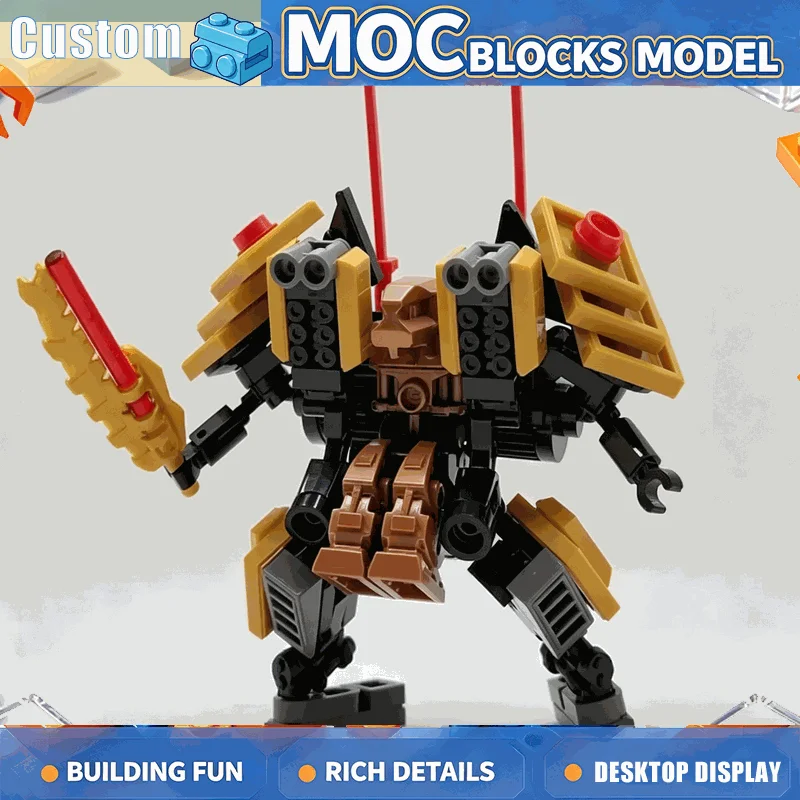 101PCS MOC Gold Armor Fighting Robot Mech Model Building Blocks Custom Puzzle DIY Assembly Creative Educational Toy Xmas Gifts