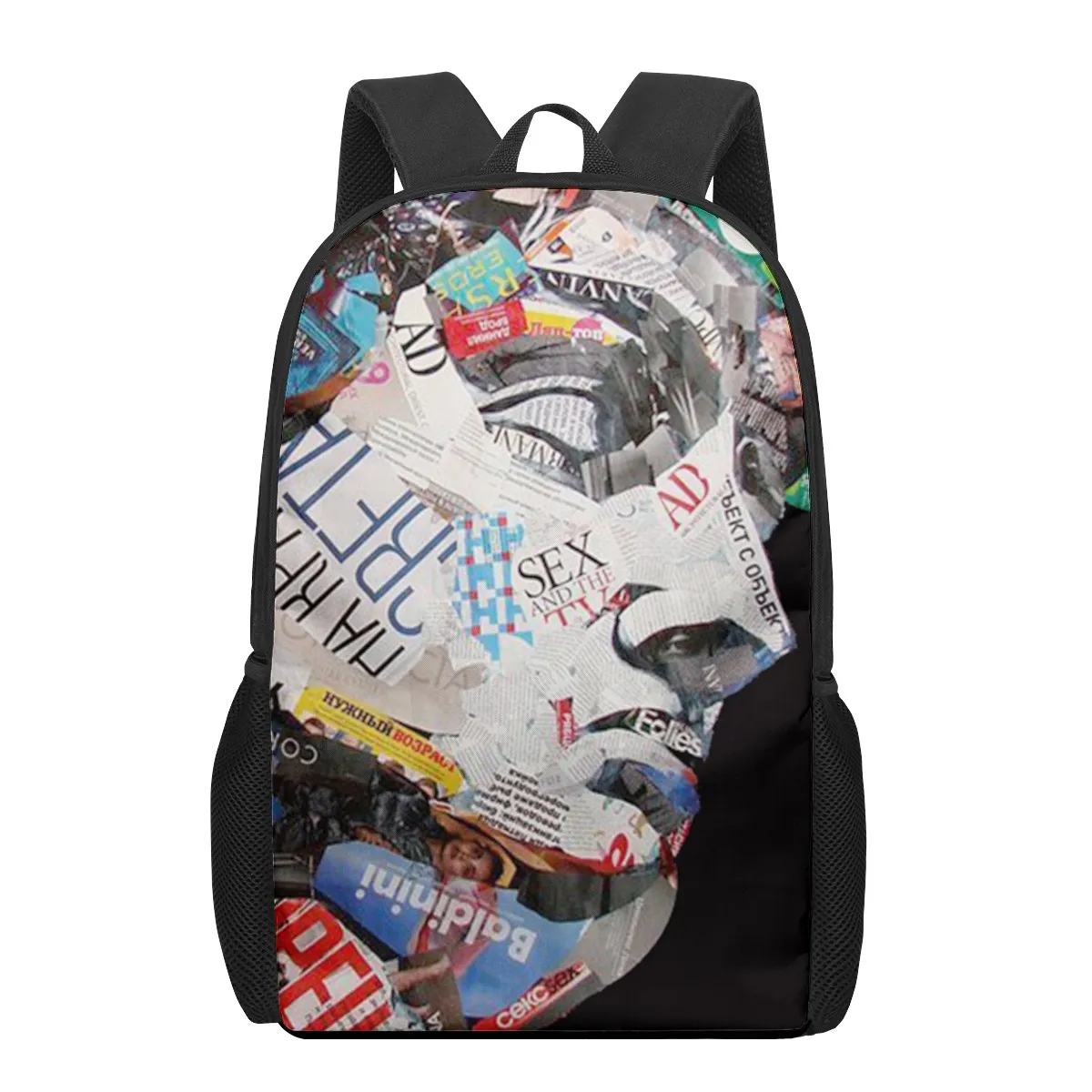 

David Art Print 16-inch Teen School Bag Boys Girls Kids School Backpack Student School Bag School Bag Large Capacity Backpack