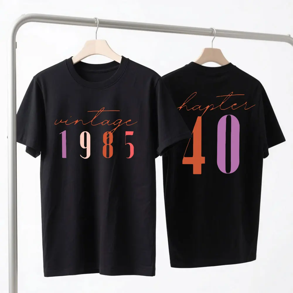 

40th Birthday Gift Shirts Vintage 1985 Original Parts Tshirt for Women Letter Print Retro Birthday Casual Tee Top Women Clothing
