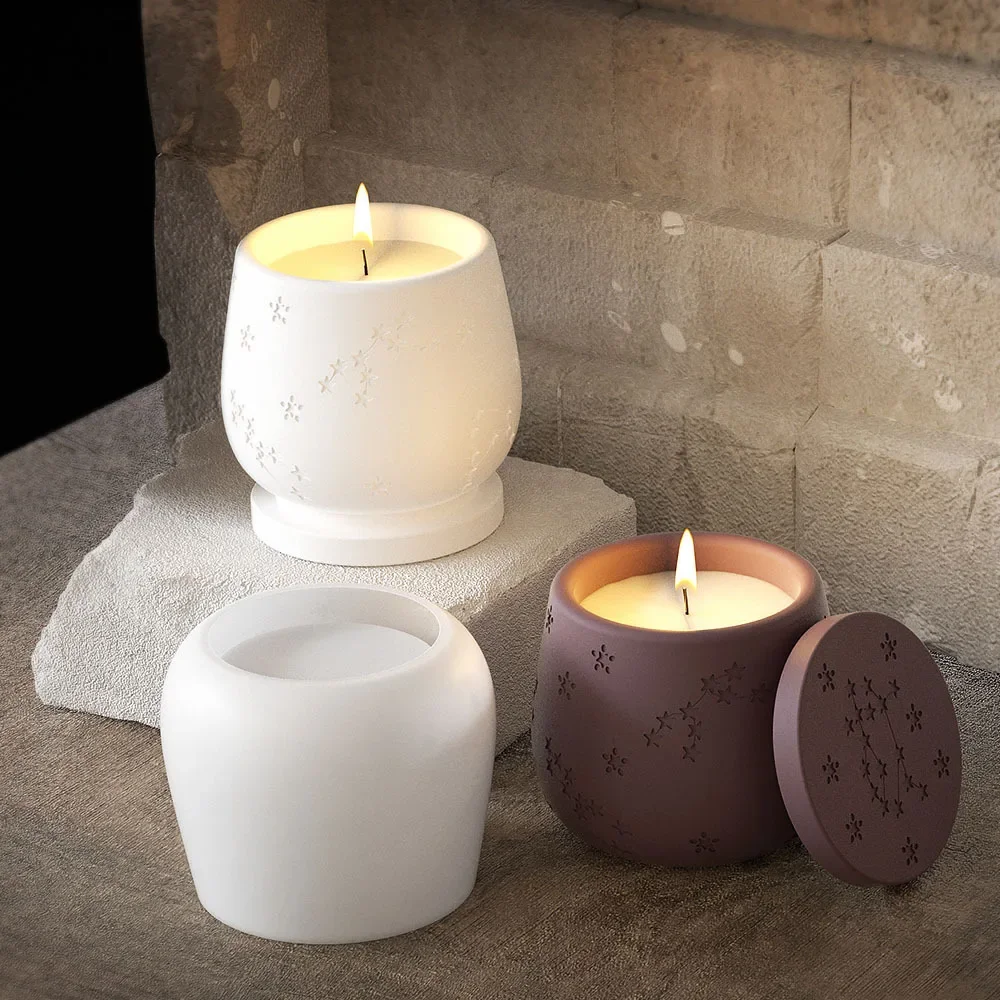 

Epoxy Resin Gypsum Candle Cup Mold DIY Stars Constellation Pudding Bottle Candle Cup Storage Jar Silicone Molds For Resin Making