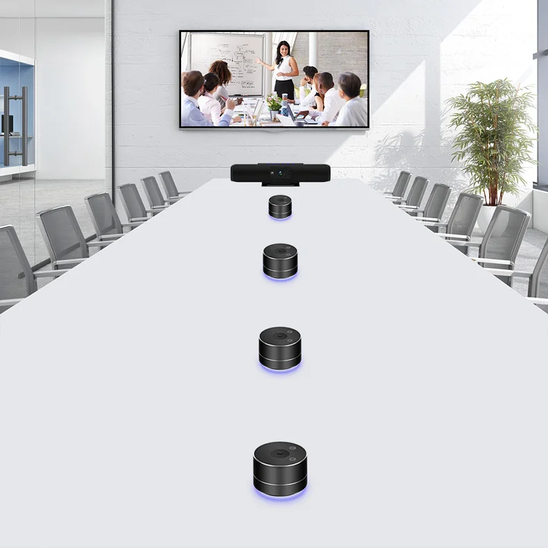 4K Autofocus Streaming Webcam UHD Webcam 2 Speakers and 4 Wireless Microphone Soundbar & Videobar