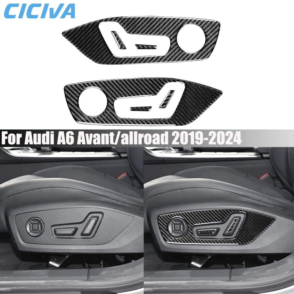 

Carbon Fiber Car Accessories Seat Adjustment Panel Interior Cover Modified Trim Sticker For Audi A6 Avant/Allroad A7 2019-2024