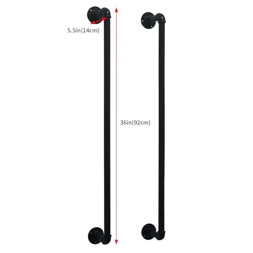 

Black Industrial Pipe Wall Mount Towel Holder 36 Inch Vertical Organizer For Bathroom Storage