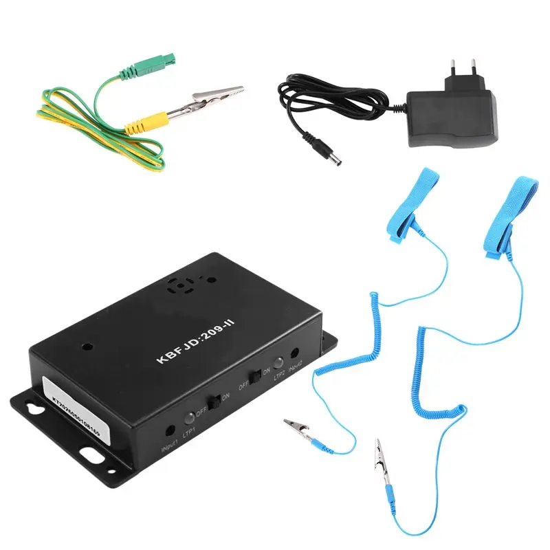 ESD Wrist Strap Tester Anti-Static Wristband Alarm Online Monitor EU Plug Grounding Work