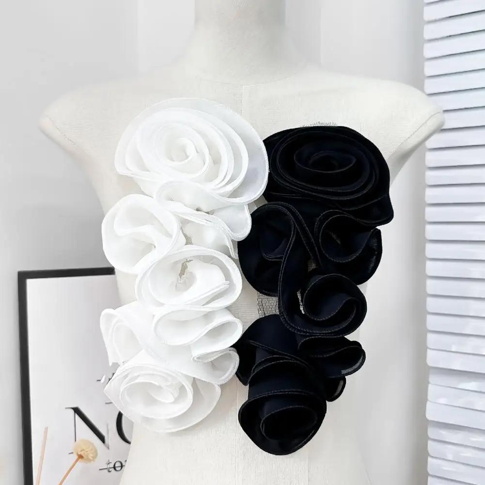 3D Flower Applique Lace Sweater Dress Blouse Decor DIY Stitching Patch Chest Flower Sewing Applique Clothes Adornment