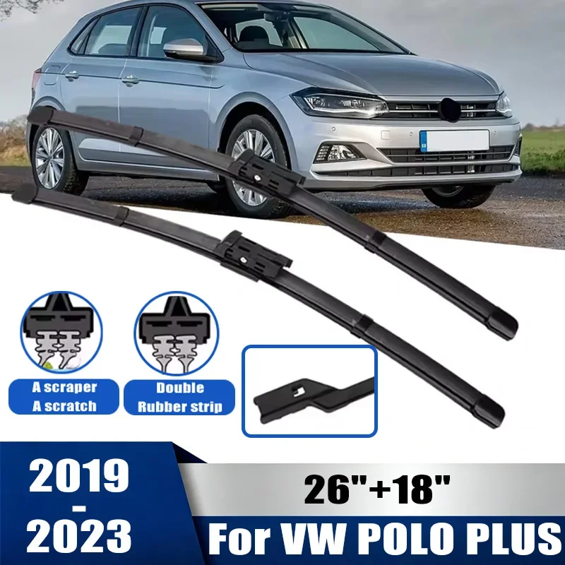 

2pcs Wiper Front Wiper Blades Set For Volkswagen POLO PLUS 2019-2023 2020 Windshield Windscreen Window 26"+18"Car Accessories