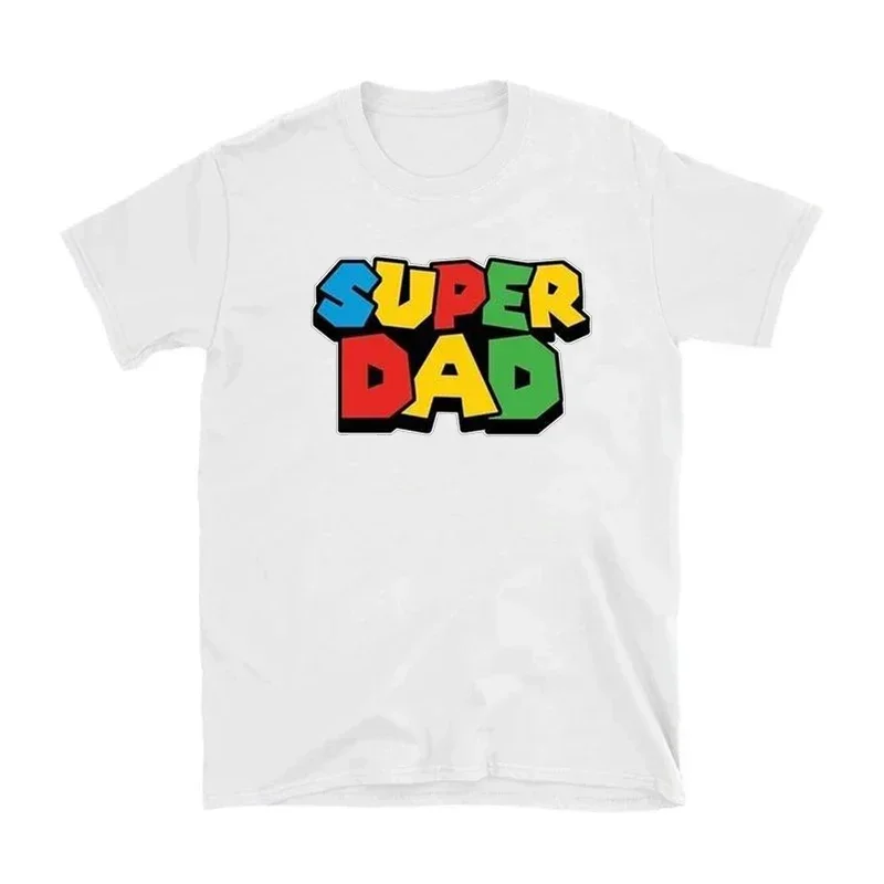 Camiseta de Super papá para hombre, camisa colorida de manga corta, Mario, Luigi, regalo del Día del Padre, Hipster de algodón, 2024