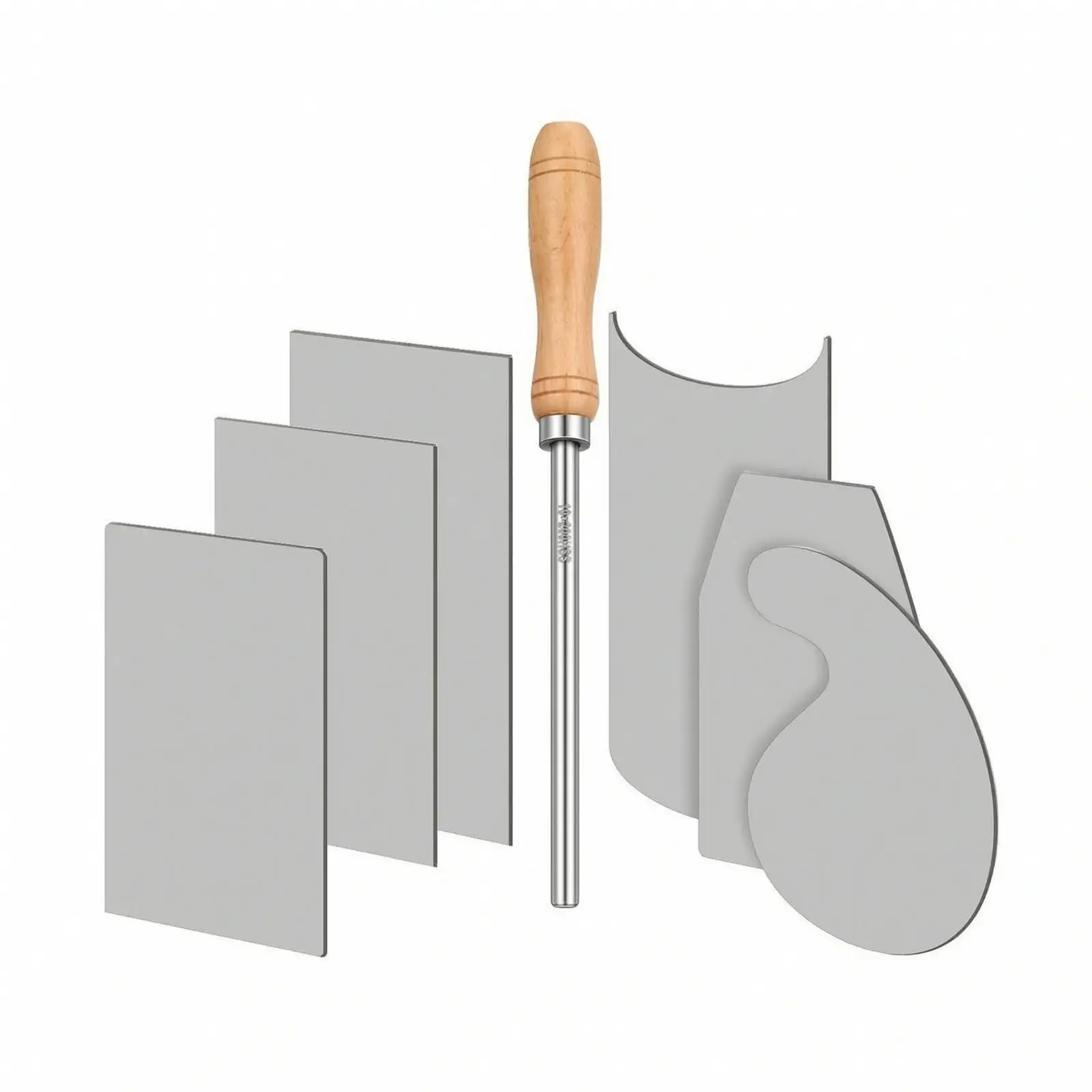 Multi Profile Polishing Scraper Hand Tool with Long Straight Shaft for Smoothing and Edge Detailing Work