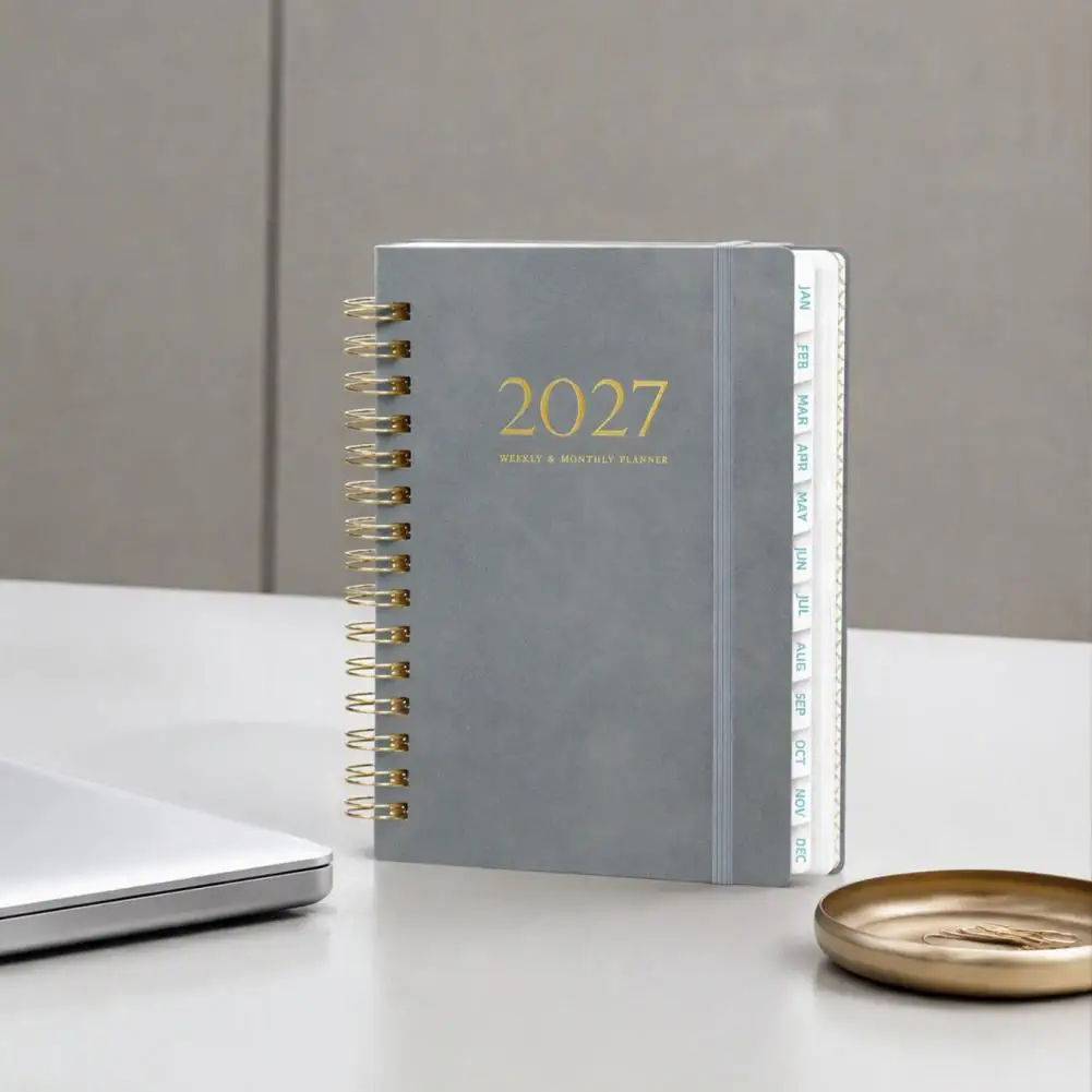 Office Productivity Journal 2027 A5 Spiral Planner Notebook 365-day Weekly Schedule Calendar Thick Paper Organizer with for Work
