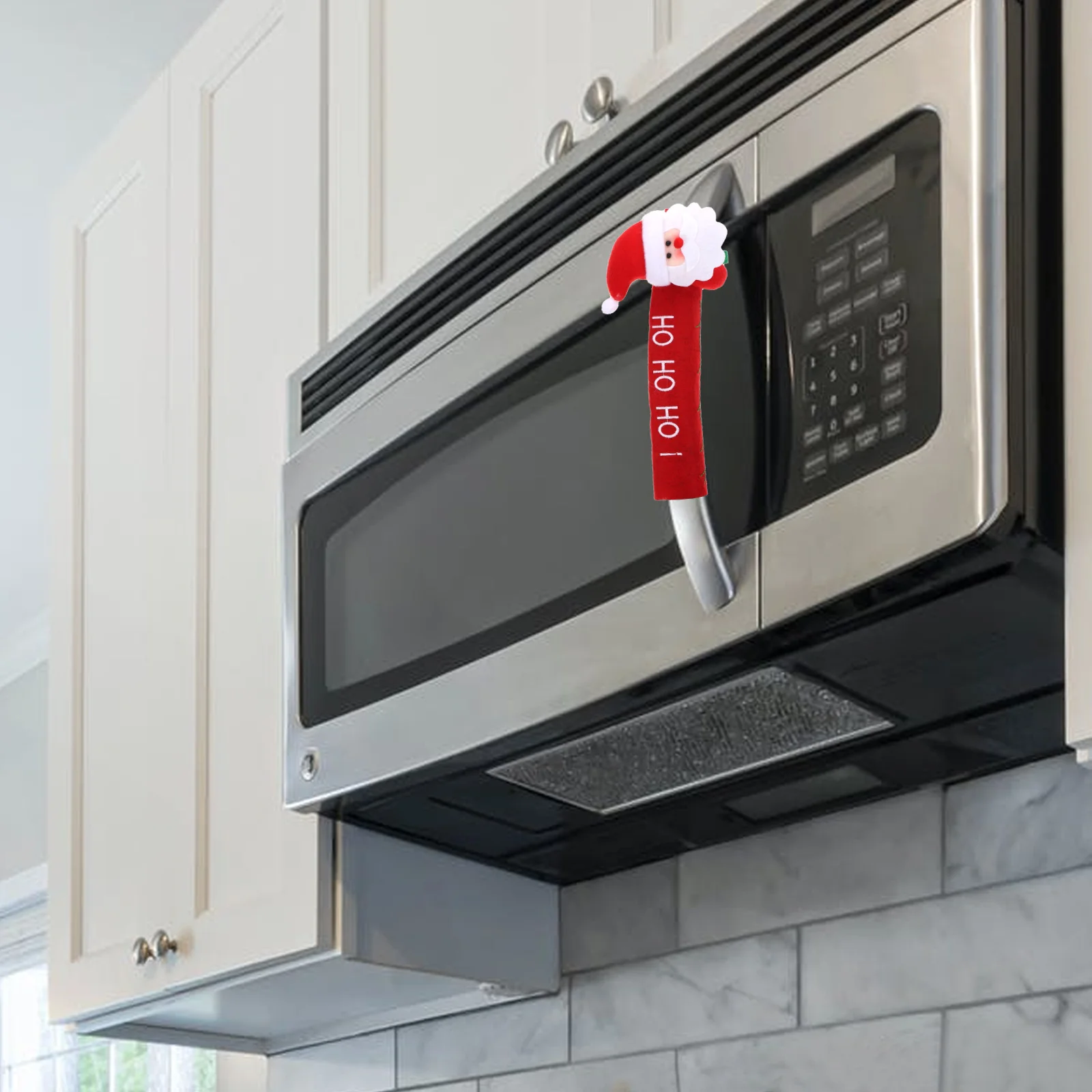 

2Pcs Christmas Fridge Handle Cover Red Santa Claus Design Refrigerator Handle Protector Multi-Purpose Kitchen Appliance