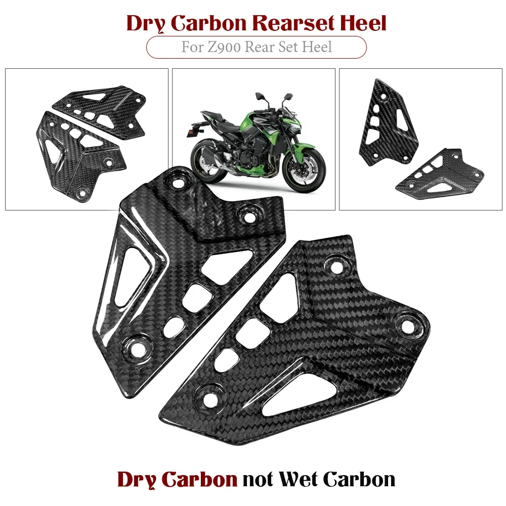 

Motorcycle 100% Real Dry Carbon Fiber Rearset Heel Guard Protector Plates Fairing Cover Cowling for KAWASAKI Z900 2017-2020
