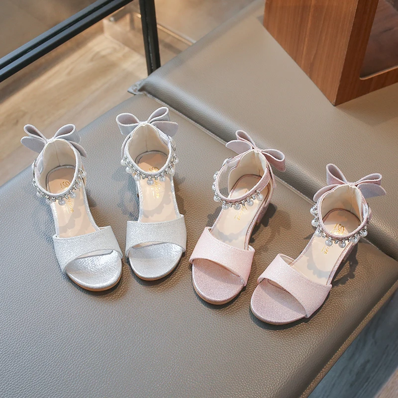 Children's Fashionable Open-Toe Sandals Rhinestone Bow Performance Shoes for Girls Ages 3–18 High-heeled Shoes for Kids Sandals - view 5