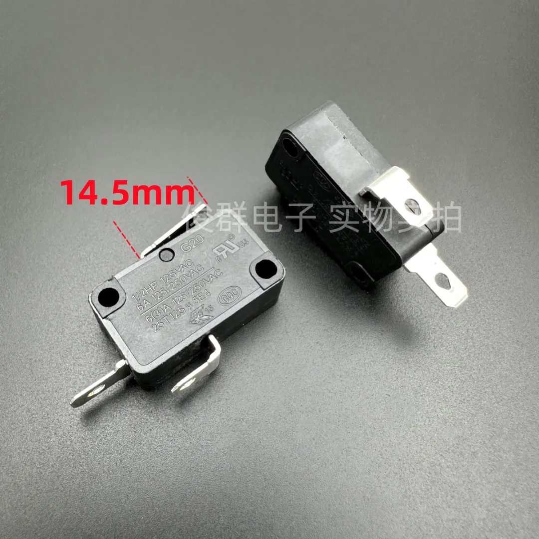 10pcs/ G20 micro switch 2 pins normally open 6A current stroke detection reset light touch point button