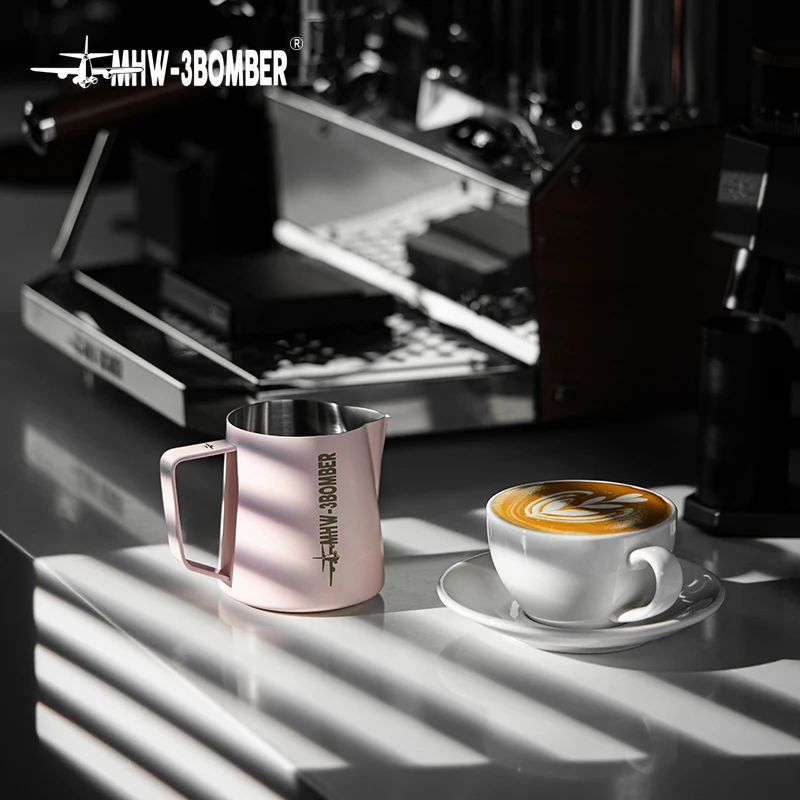 MHW-3BOMBER Pink Milk Frothing Pitcher Steamer Cup 500/600ml Latte Art Pitchers Stainless Steel Espresso Cup Milk Steaming Tools