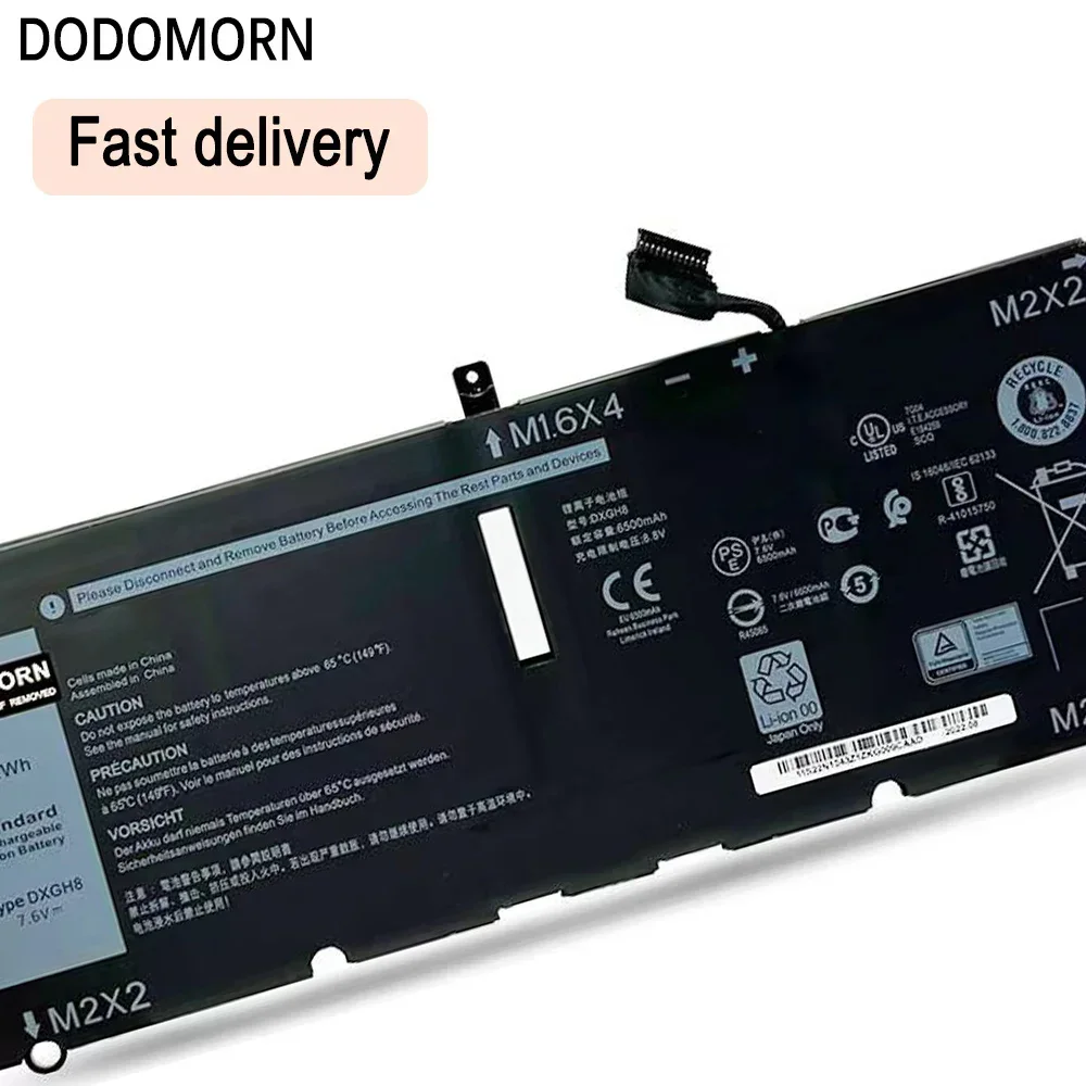 New DXGH8 Laptop Battery For Dell XPS 13 9370 2018,9380 (P82G002) 2019,7390(2019),Inspiron 7390 2-in-1,14 7490,H754V G8VCF 52Wh