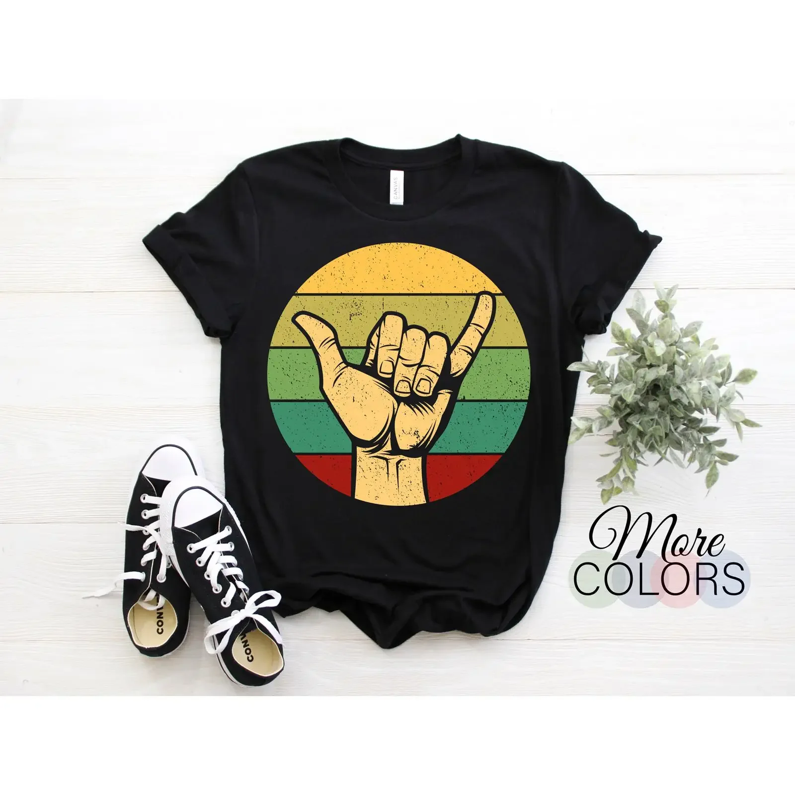 Vintage Retro Shaka Sign T Shirt Hawaii Surfing Beach Surfer Hawaiian Wave Ocean Lover  vintage Washed fashion Breathable Soft