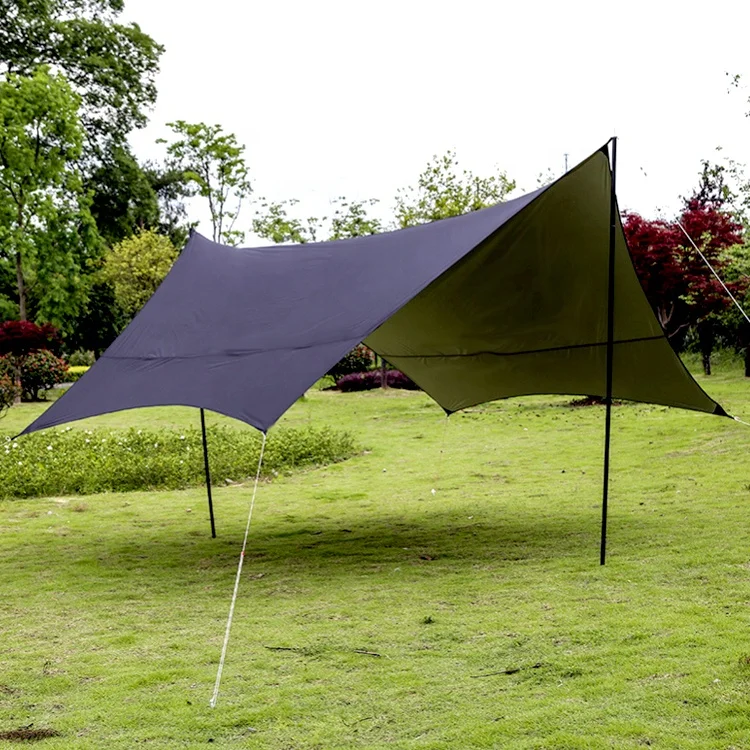 Lightweight hammock awning shade tent tarpaulin awning canopy with pole and stake for outdoor camping hiking backpack